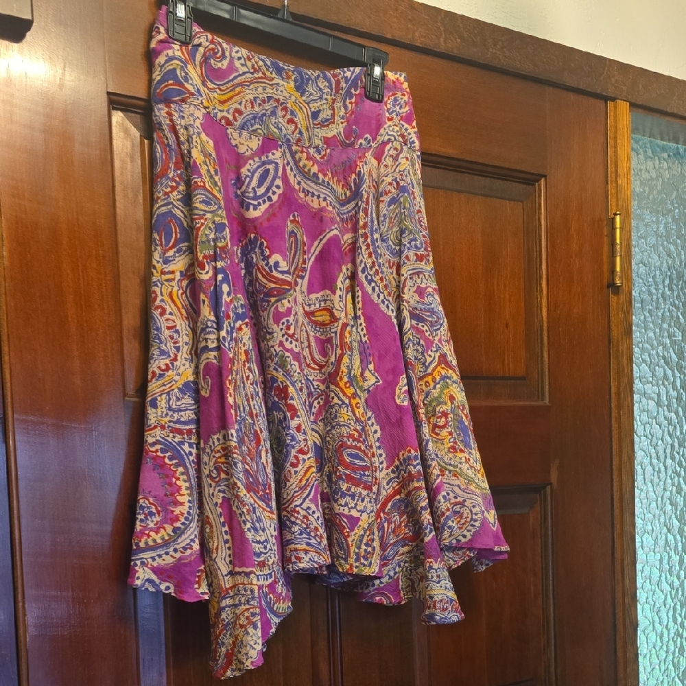 Ralph Lauren Asymmetrical Skirt - Purple and Pink Paisley